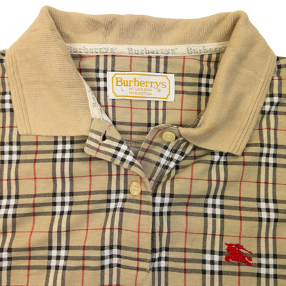 Vintage 90s Burberry Nova Check Polo Shirt Womens Size L | Large, Beige