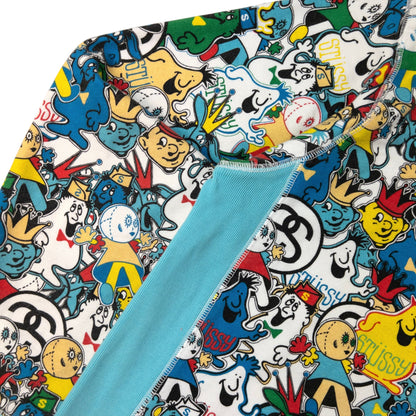 Vintage Stussy Sticker Pattern Zip Up Hoodie Size M