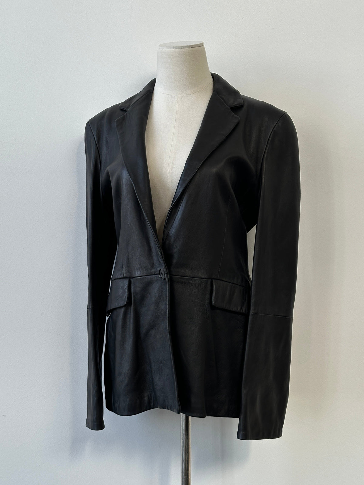 Emporio Armani 1990s Fitted Lamb Leather Jacket - S