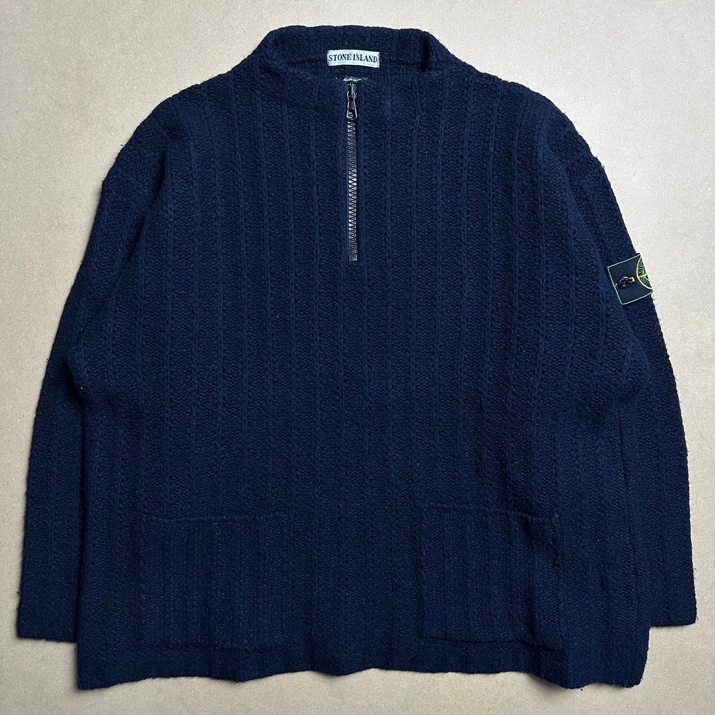 A/W 1995 Oil Black 1/4 Zip Knitted Pullover Sweater