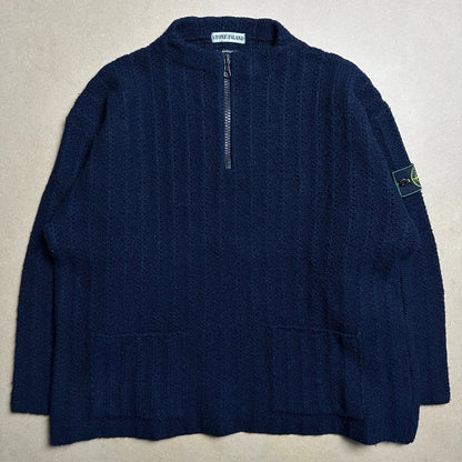 A/W 1995 Oil Black 1/4 Zip Knitted Pullover Sweater