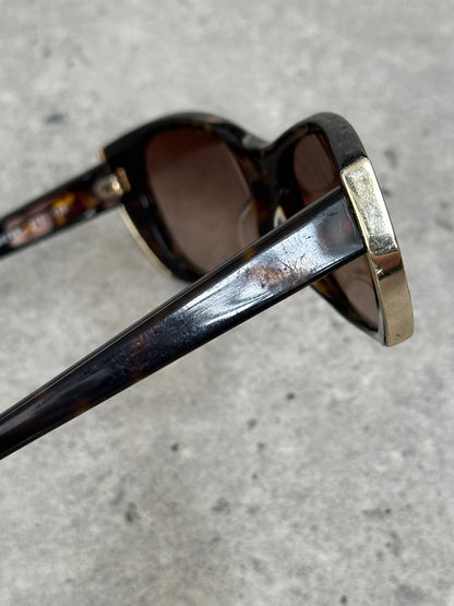 Jil Sander 2000s Tortoiseshell Rectangular Logo Sunglasses