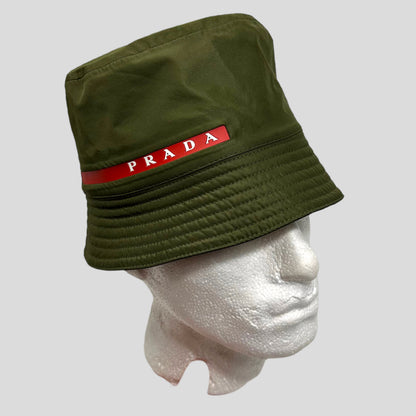 Prada Linea Rossa Technical Nylon Bucket Hat - M | O/S, Olive Green