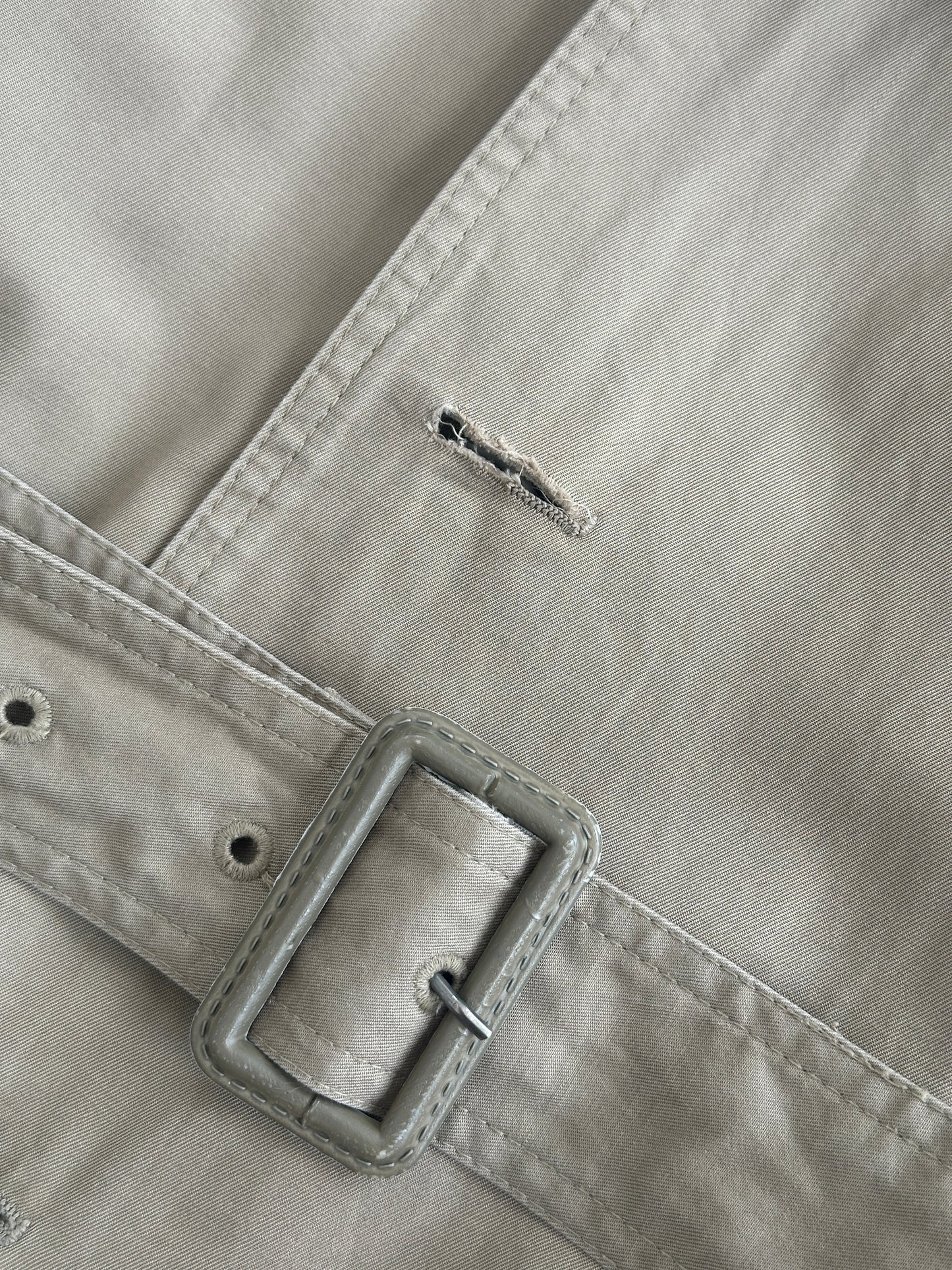 Yves Saint Laurent 80s Pure Cotton Double Breasted Belted Trench Coat - XL