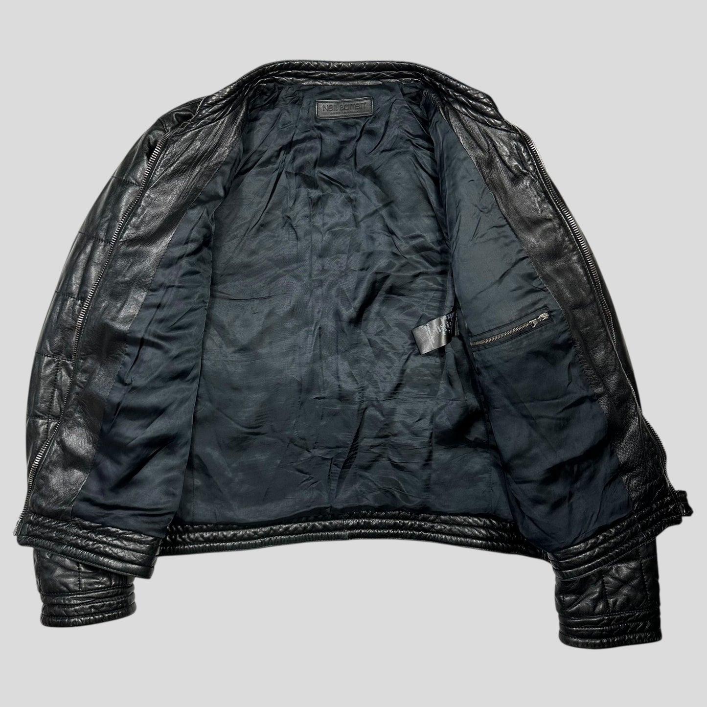 Neil Barrett 00’s Lambskin Leather Moto Puffer Jacket - M/L