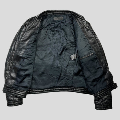 Neil Barrett 00’s Lambskin Leather Moto Puffer Jacket - M/L