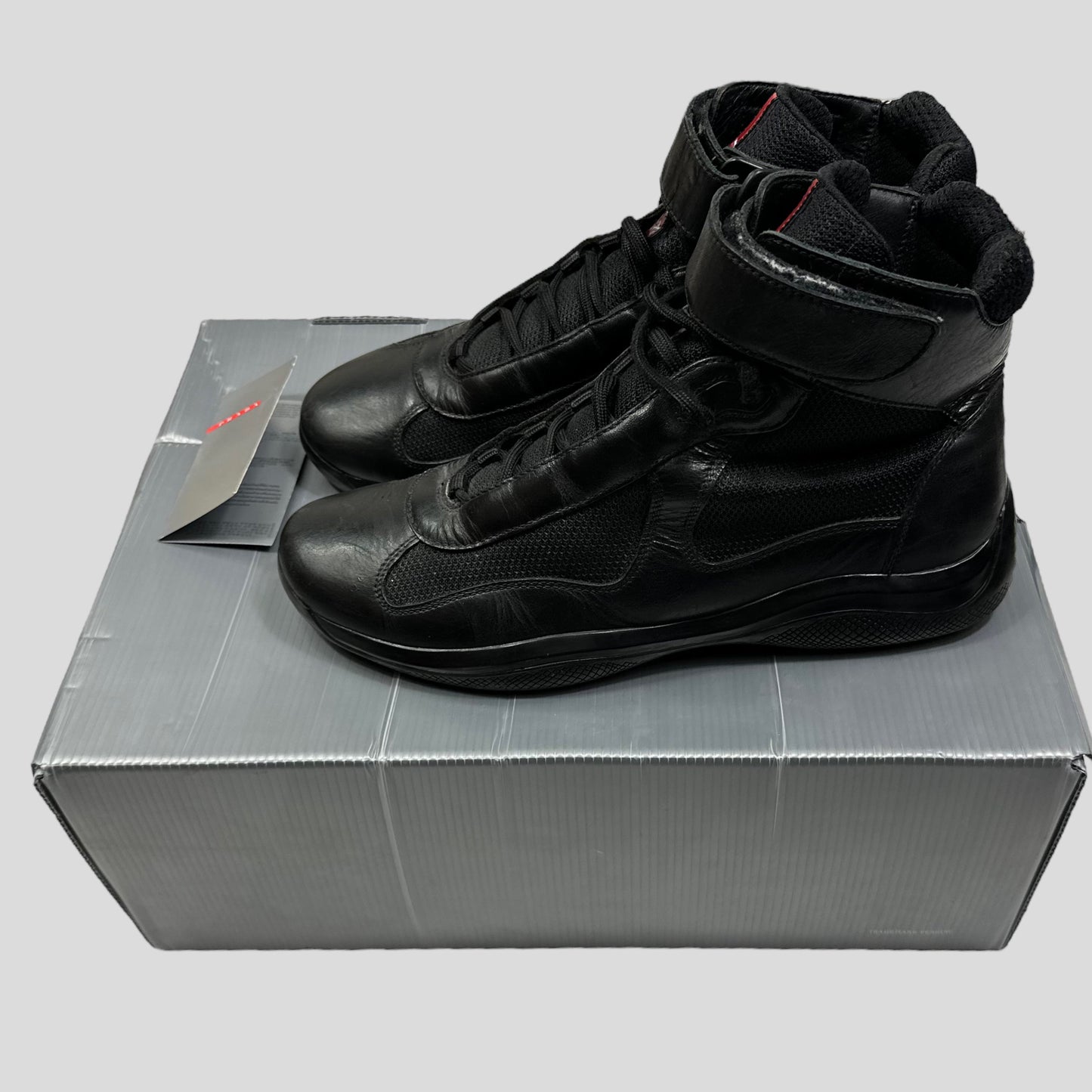 Prada Americas Cup 2009 Black Leather High Trainer - UK8/8.5