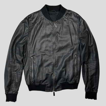 Emporio Armani 2009 Perforated Mesh Lambskin Leather Bomber - IT52 (M) | Large, Burgundy