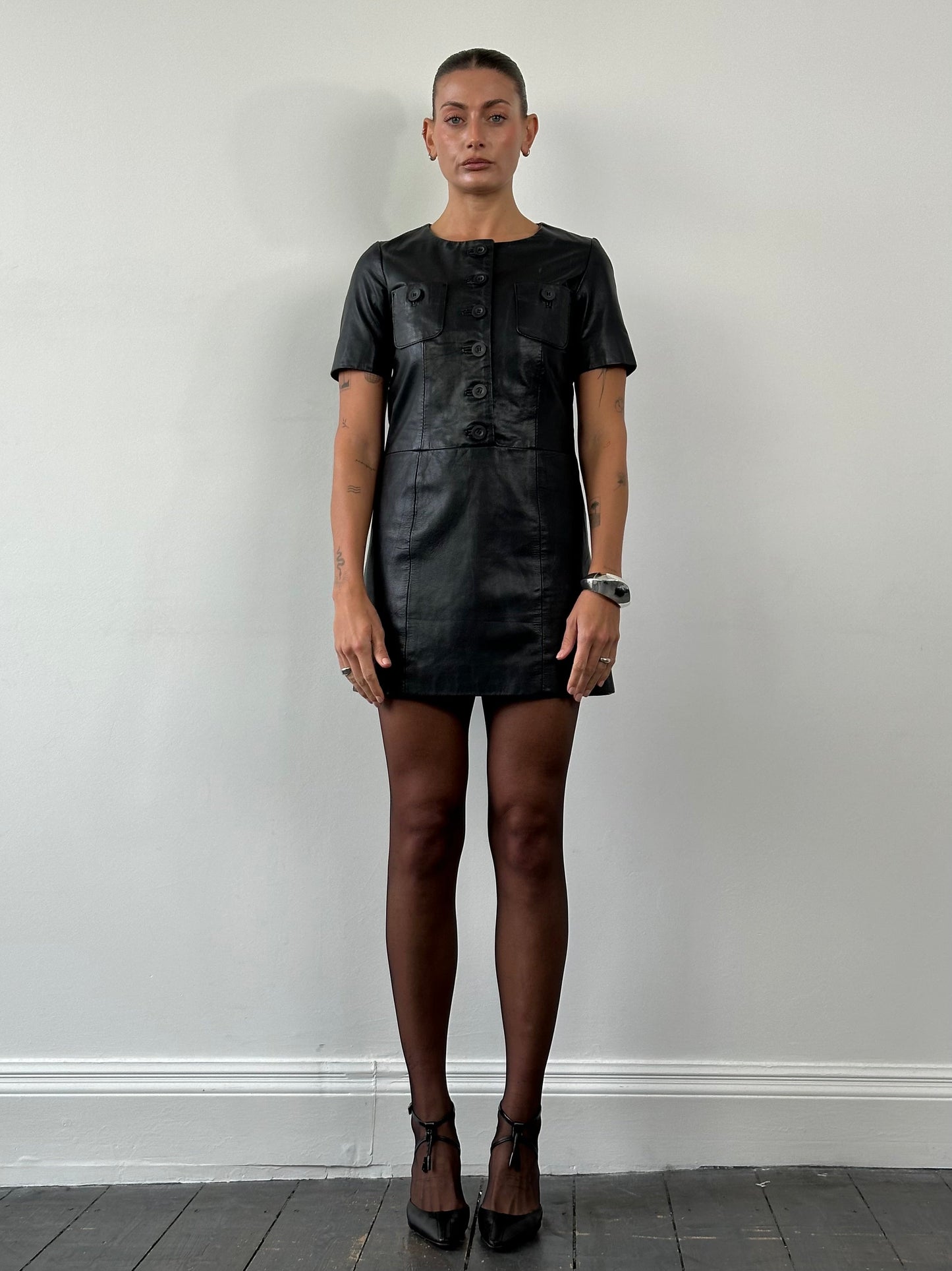 Vintage Leather Mini Dress - S