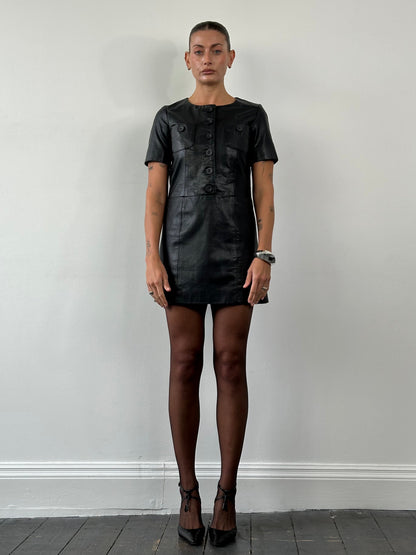 Vintage Leather Mini Dress - S