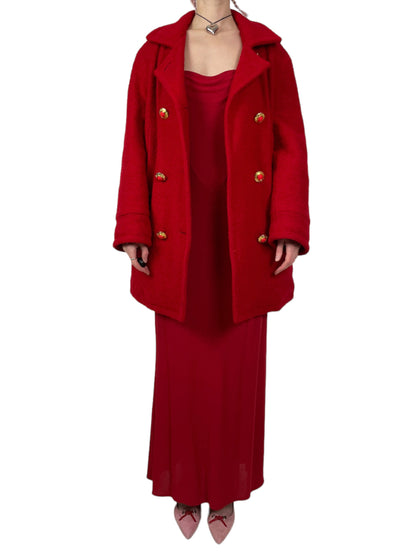 Versace c.1994 red boucle coat