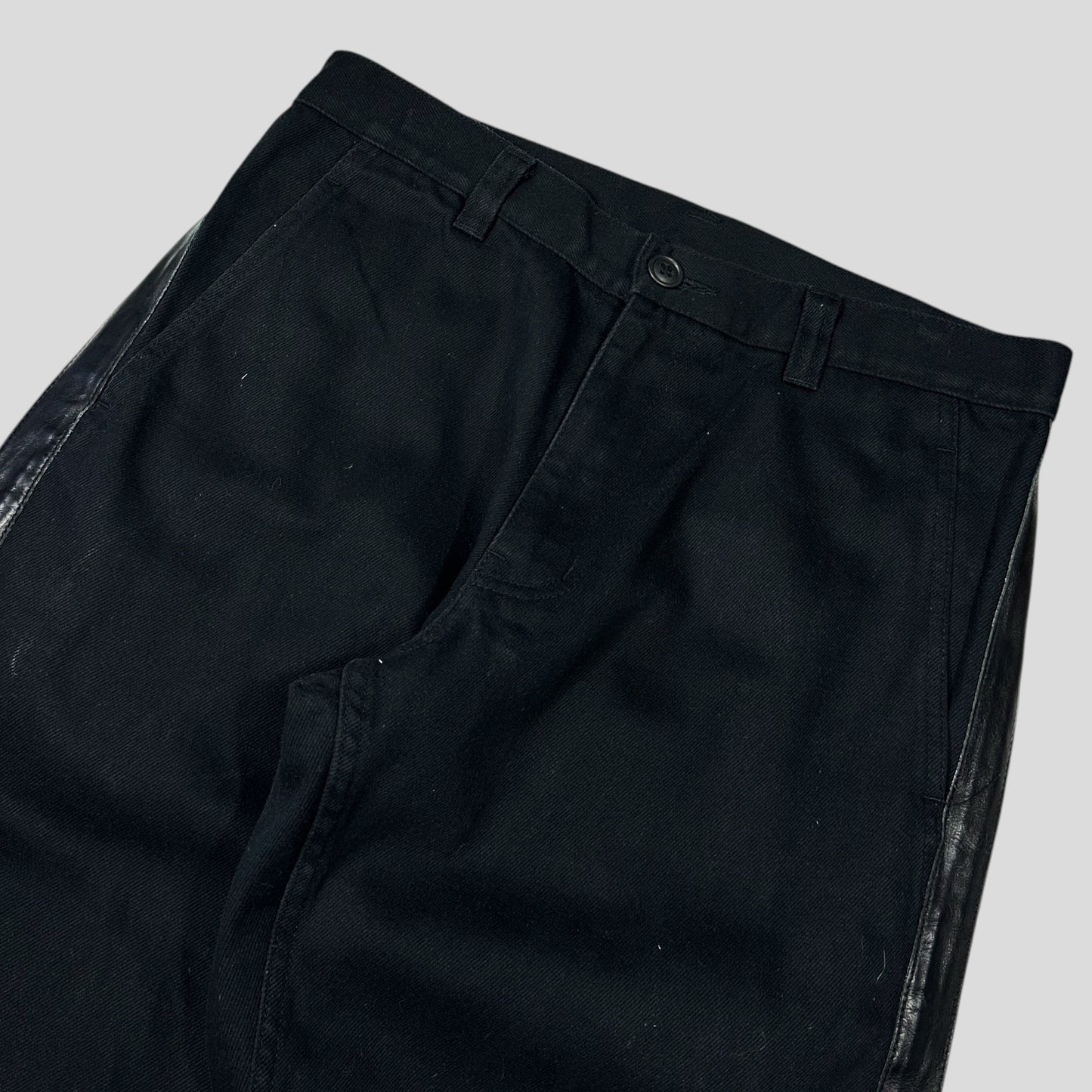 Comme Des Garçons Homme 2007 Leather Stripe Detail Jeans - S/M | Default Title, Black