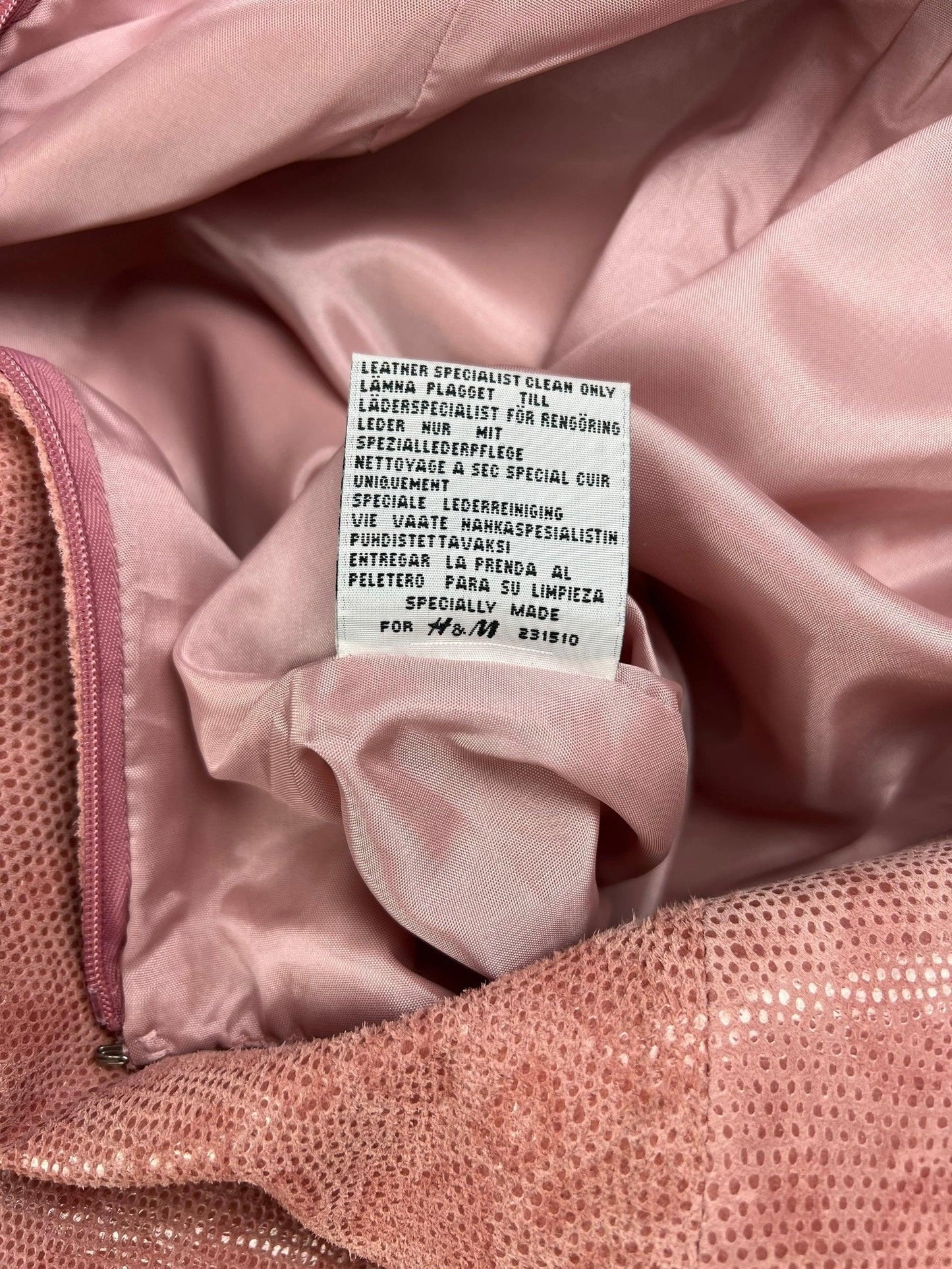 Hennes 1990s pink leather snakeskin skirt