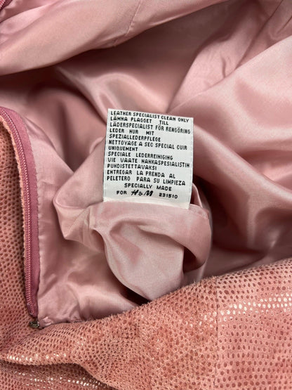 Hennes 1990s pink leather snakeskin skirt