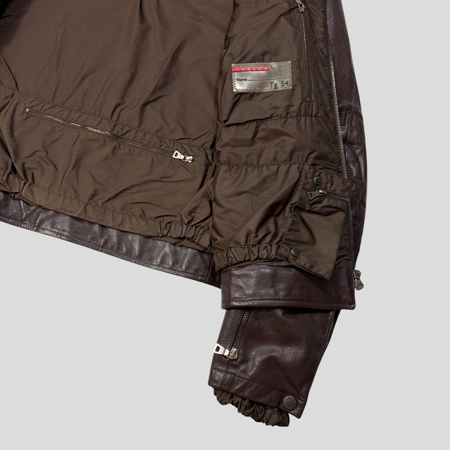 Prada SS00 Leather Articulated Elbow Detailed Moto Jacket - IT54 | Default Title, Brown
