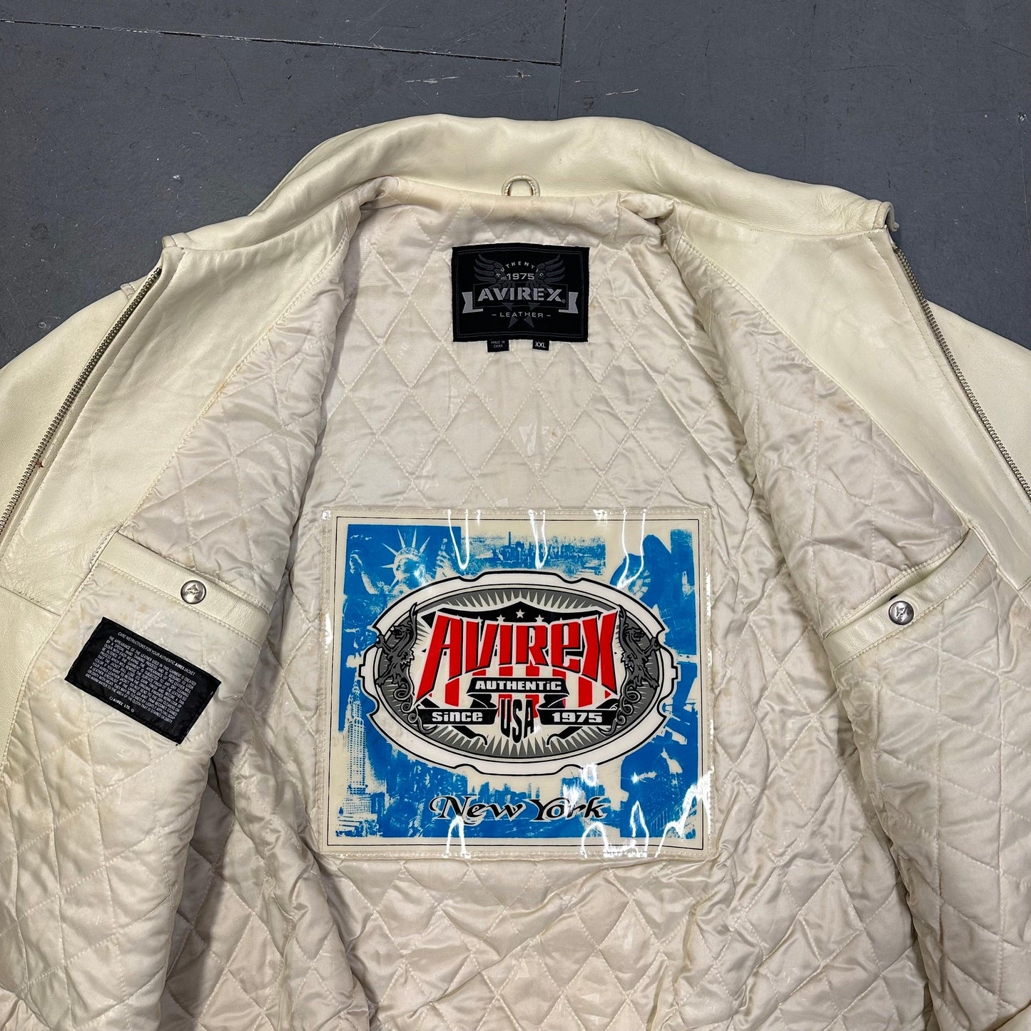 Avirex Spellout Leather Jacket In White ( XXL ) - Known Source