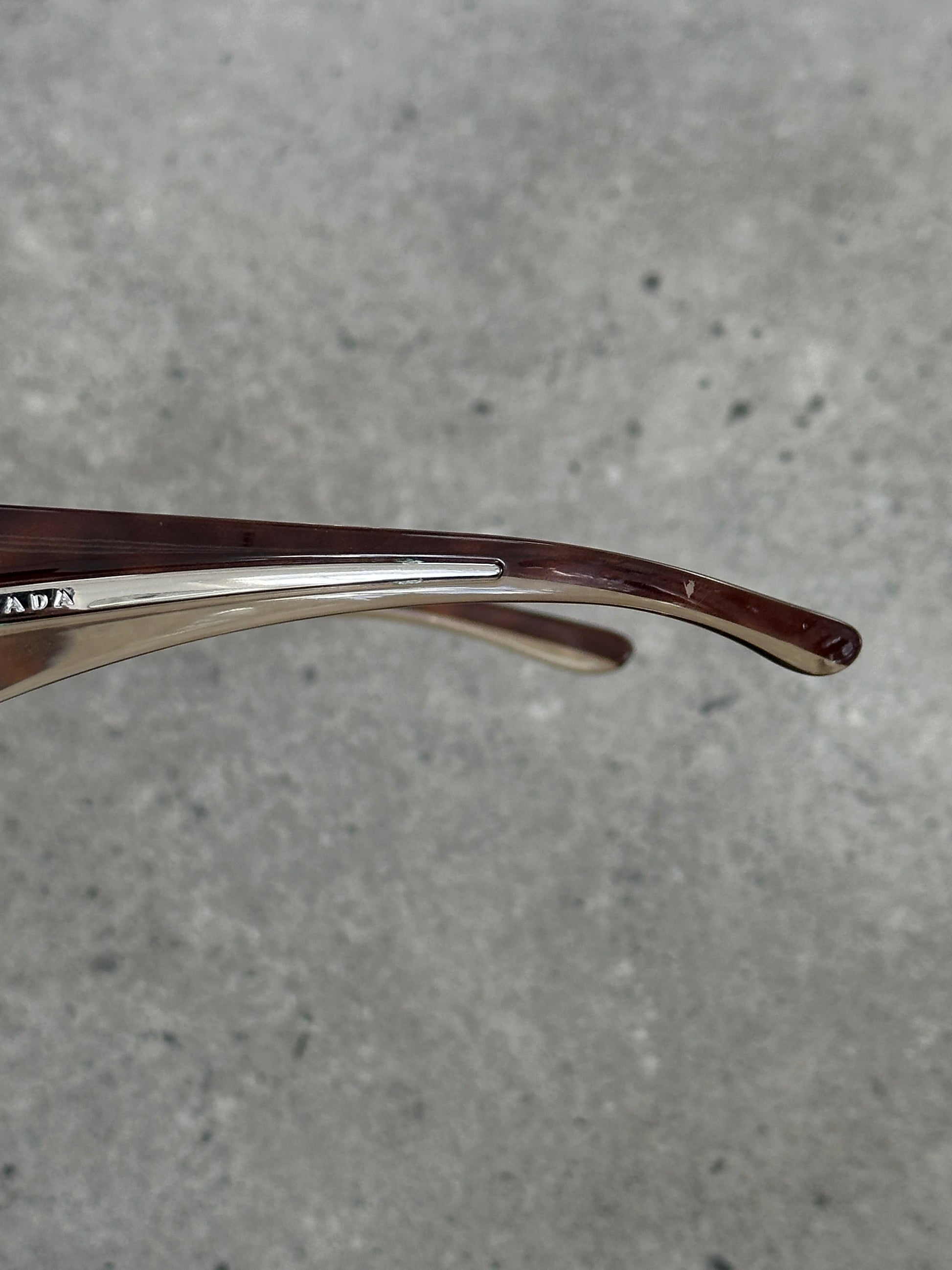 Prada 1990s Aviator Shield Logo Sunglasses