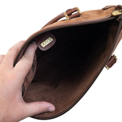 Vintage 80s Gucci Suede Handbag | O/S, Brown