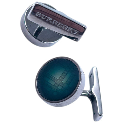 Vintage 2000s Burberry Nova Check Cuff Links | O/S, Green