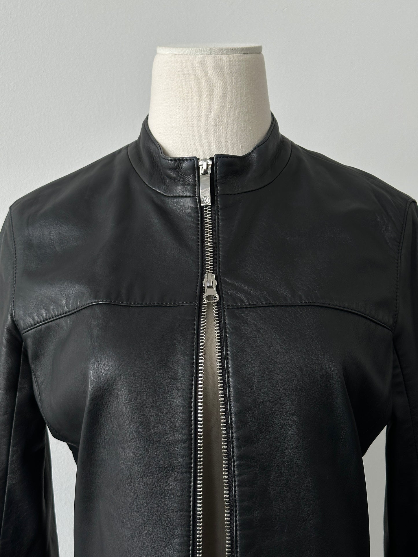 Armani Jeans Double Zip Leather Jacket - XS-S