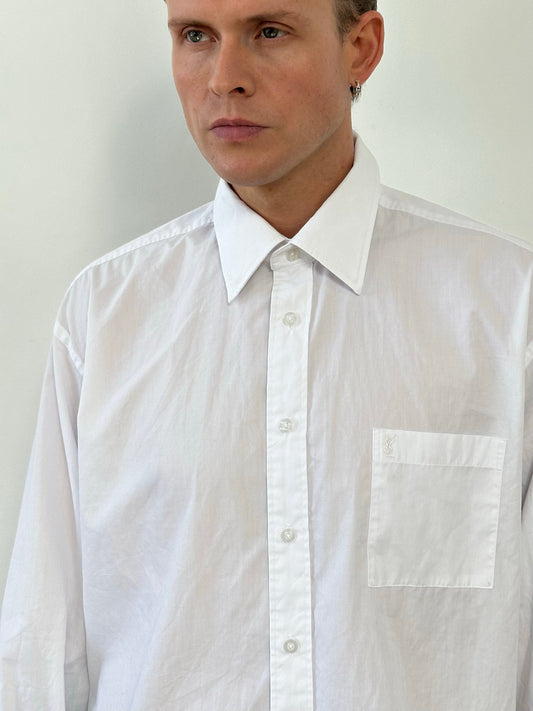 Yves Saint Laurent 1990s Cotton Logo Shirt - XL