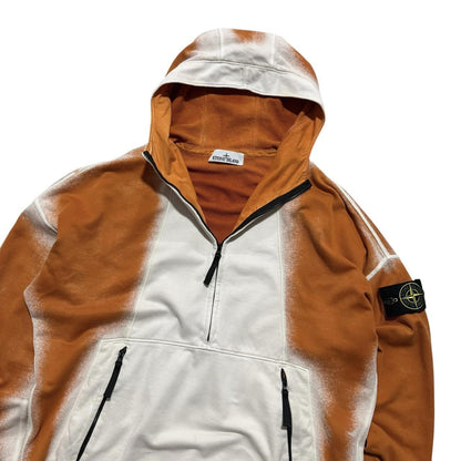 Stone Island Hand Sprayed Quarter Zip | Medium, Orange, White