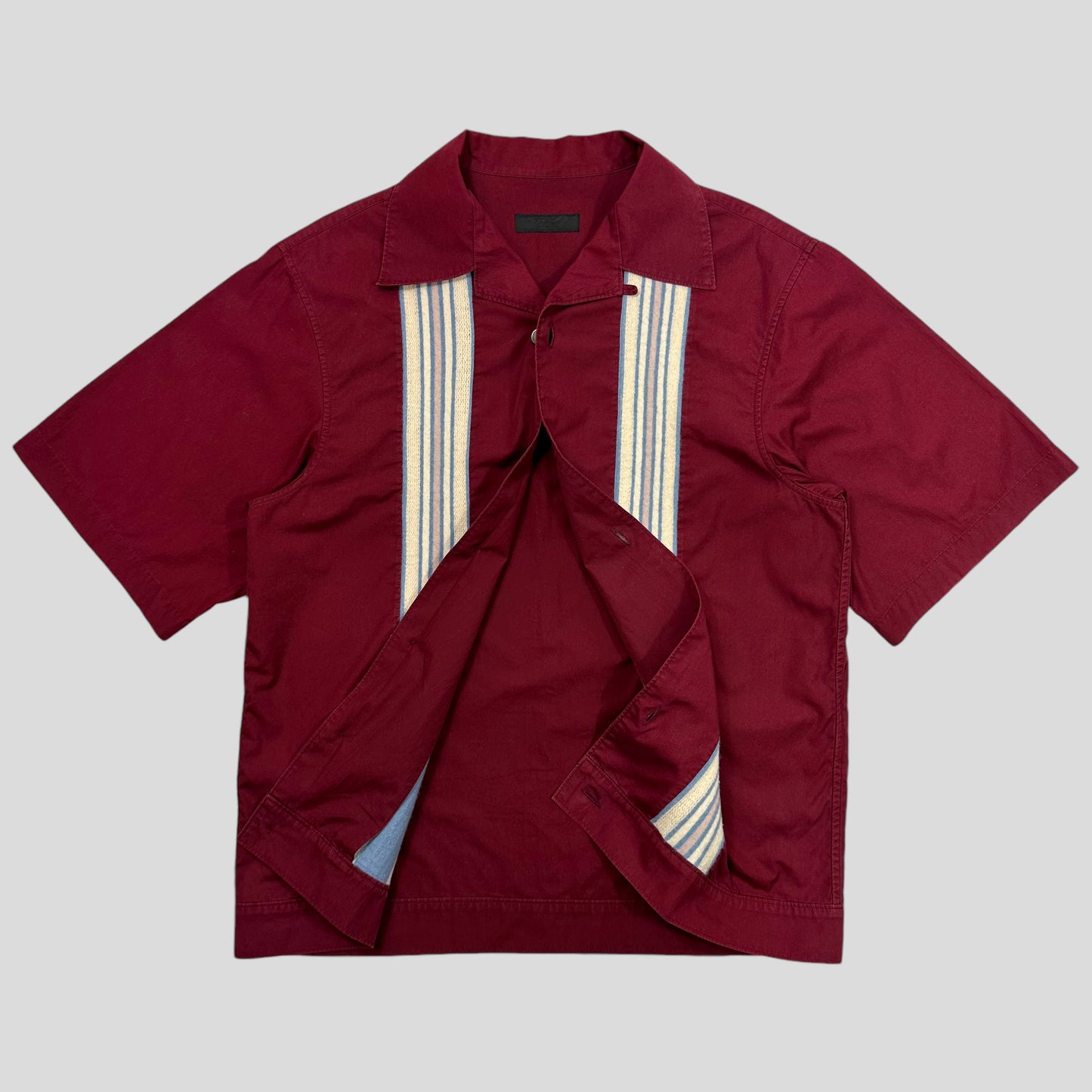 Prada Milano SS16 Jacquard Knit Striped Bowling Shirt - M