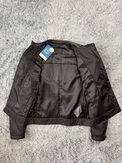 Prada Milano 2011 Gabardine Nylon Leather Hybrid Biker Jacket - S/M | O/S, Black