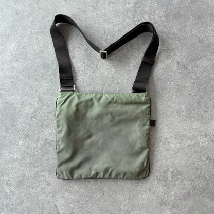 Prada Milano 2000s cross body nylon bag (12”x11”)