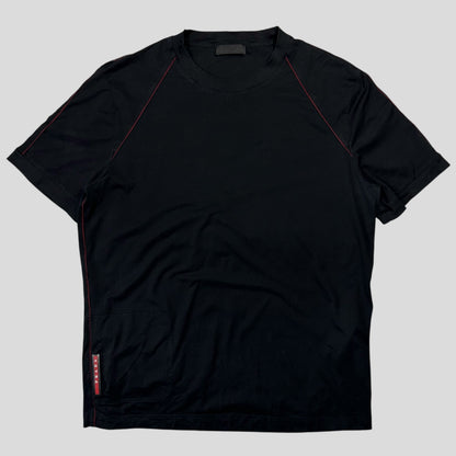 Prada Milano 2018 Red Tab Stash Pocket Piped T-shirt - L | Default Title, Multicoloured