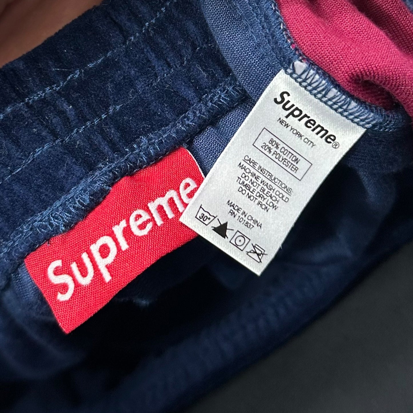 Supreme FW18 Velour Blue and Pink Piped Tracksuit Set - M/L