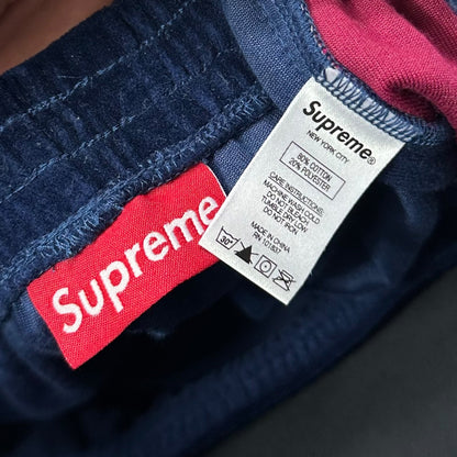 Supreme FW18 Velour Blue and Pink Piped Tracksuit Set - M/L