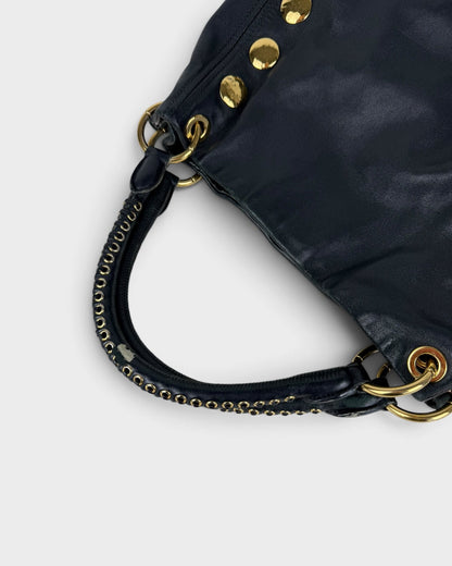 2010s Miu Miu Black Leather Studded Bucket Bag | O/S, Multicoloured