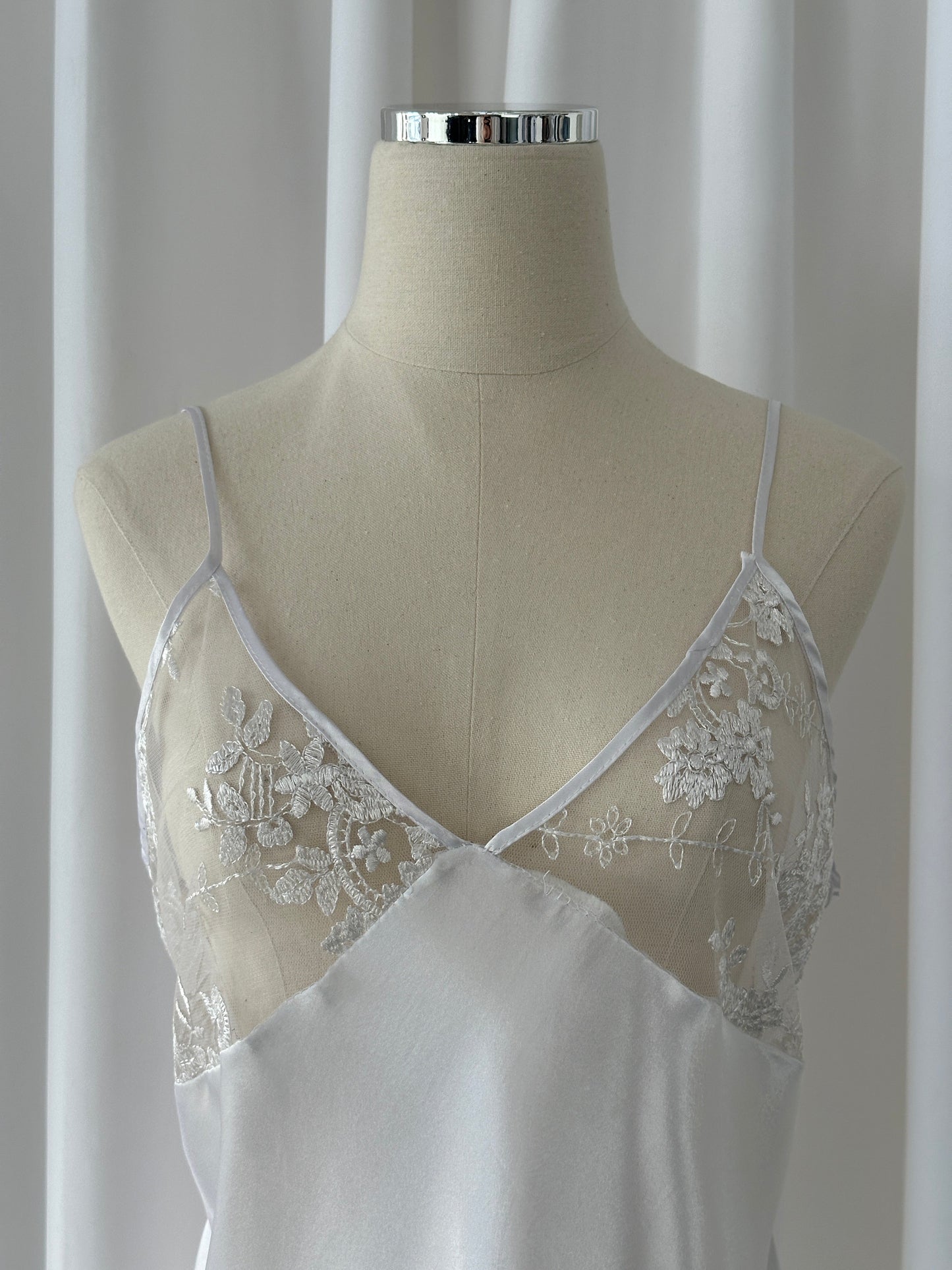 Vintage 1990s Lace Sheer Mini Slip Dress - M/L