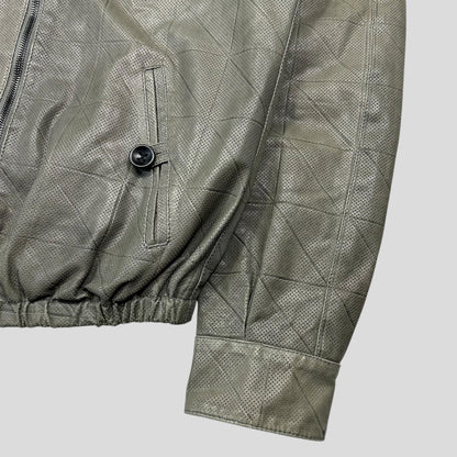 Giorgio Armani 2010 Perforated Leather Grid Bomber Jacket - IT48 (M)