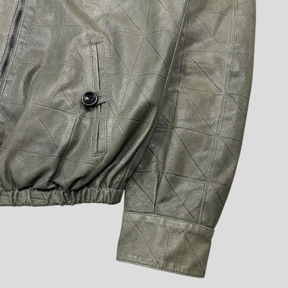 Giorgio Armani 2010 Perforated Leather Grid Bomber Jacket - IT48 (M) | Grey