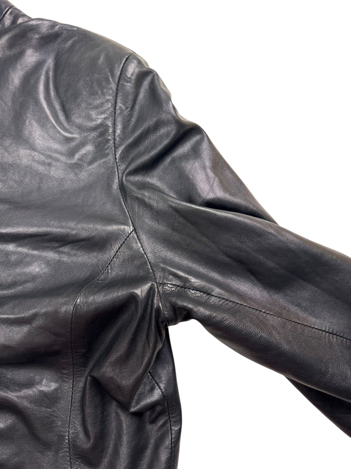 Dom & Ruby 2010s ruched leather jacket | Black, Black