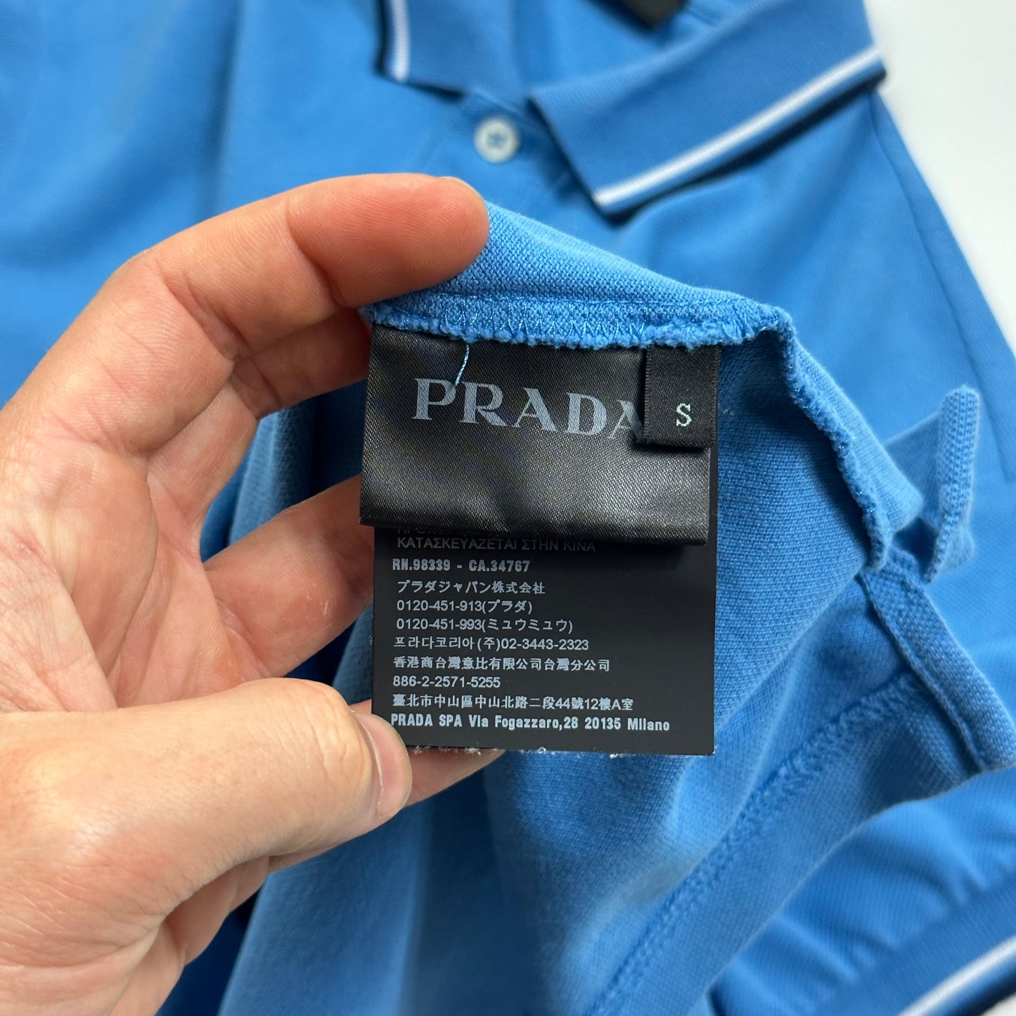 Prada Milano 2018 Aqua Blue Polo Shirt - S