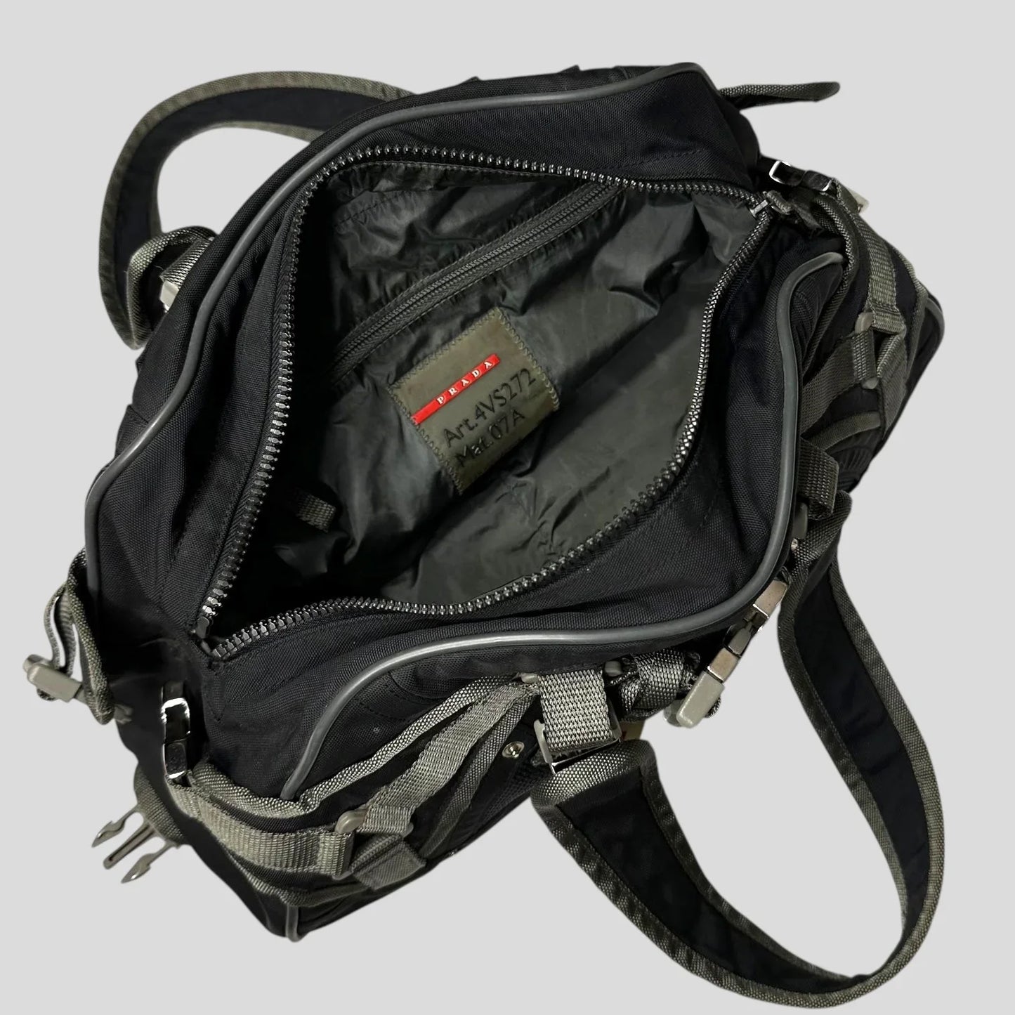 Prada Sport 00’s Lightning Strap Bondage Metal Buckle Mesh + Nylon Bag