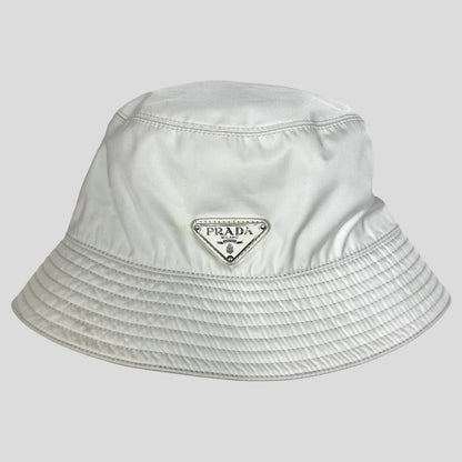 Prada Milano Nylon Bucket Hat - M | White