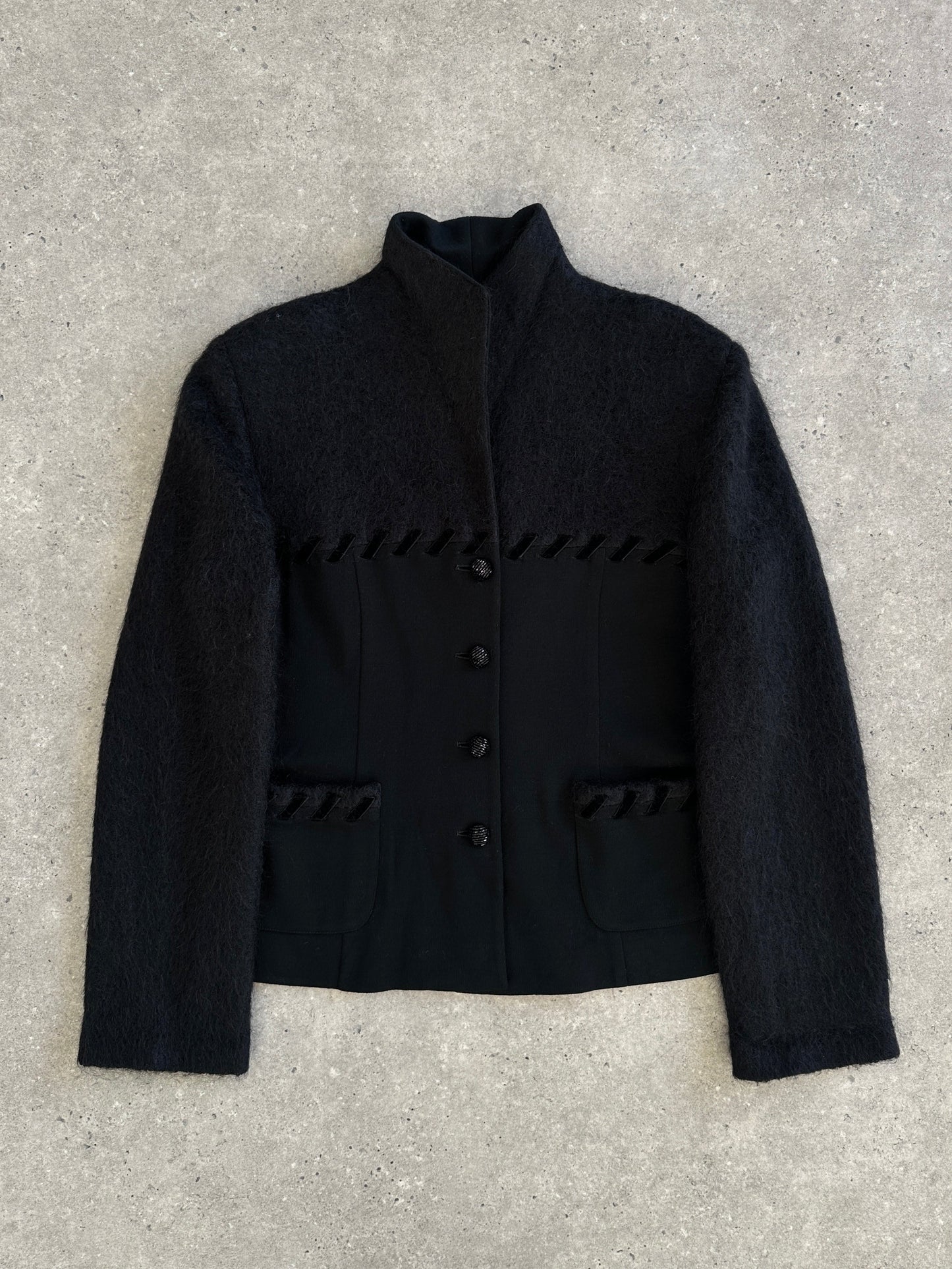 Italian Vintage 1990s Mohair Wool Contrast Panel Jacket - M