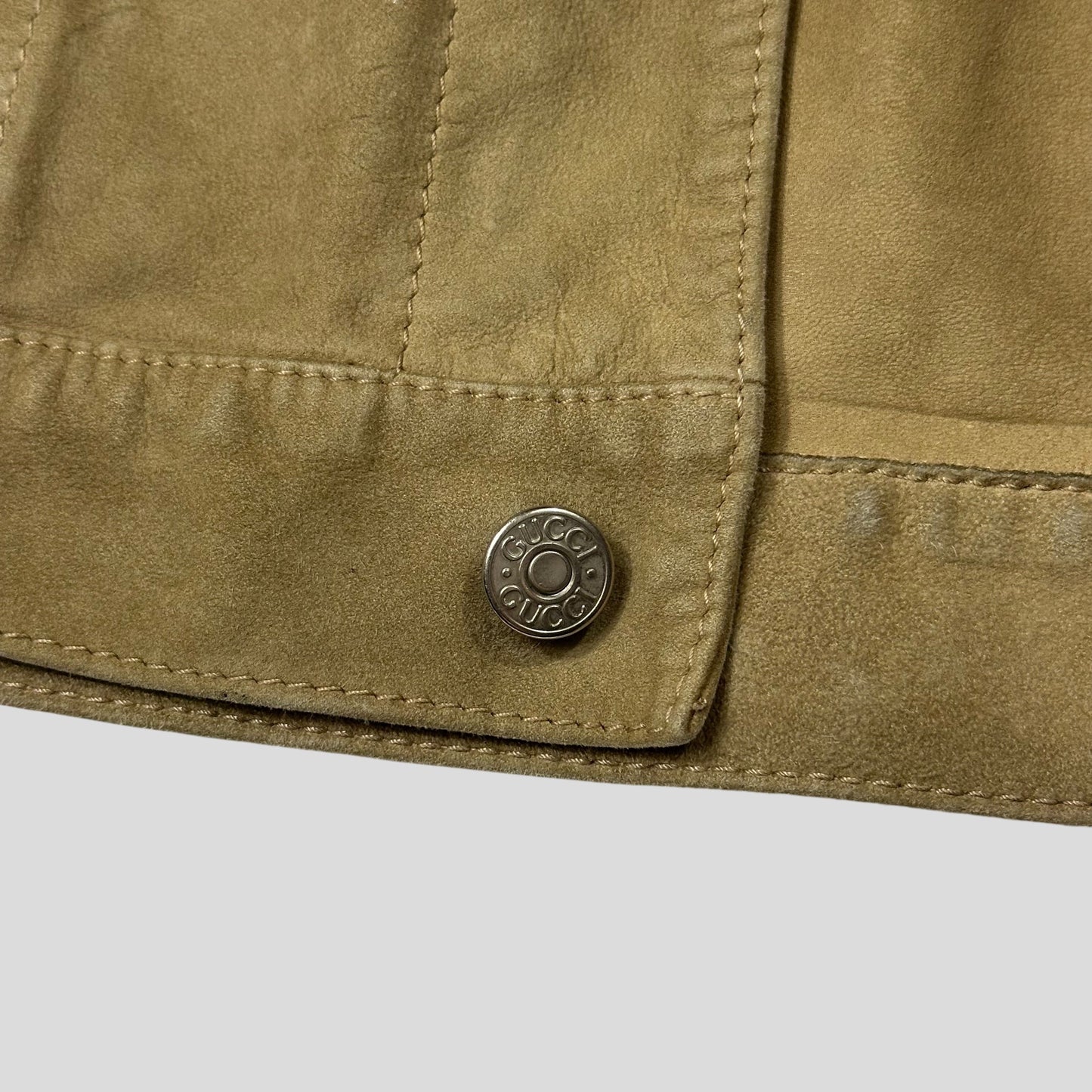 Gucci by Tom Ford 00’s Suede Leather Belted Boxy Trucker Jacket - IT52 | Default Title, Multicoloured