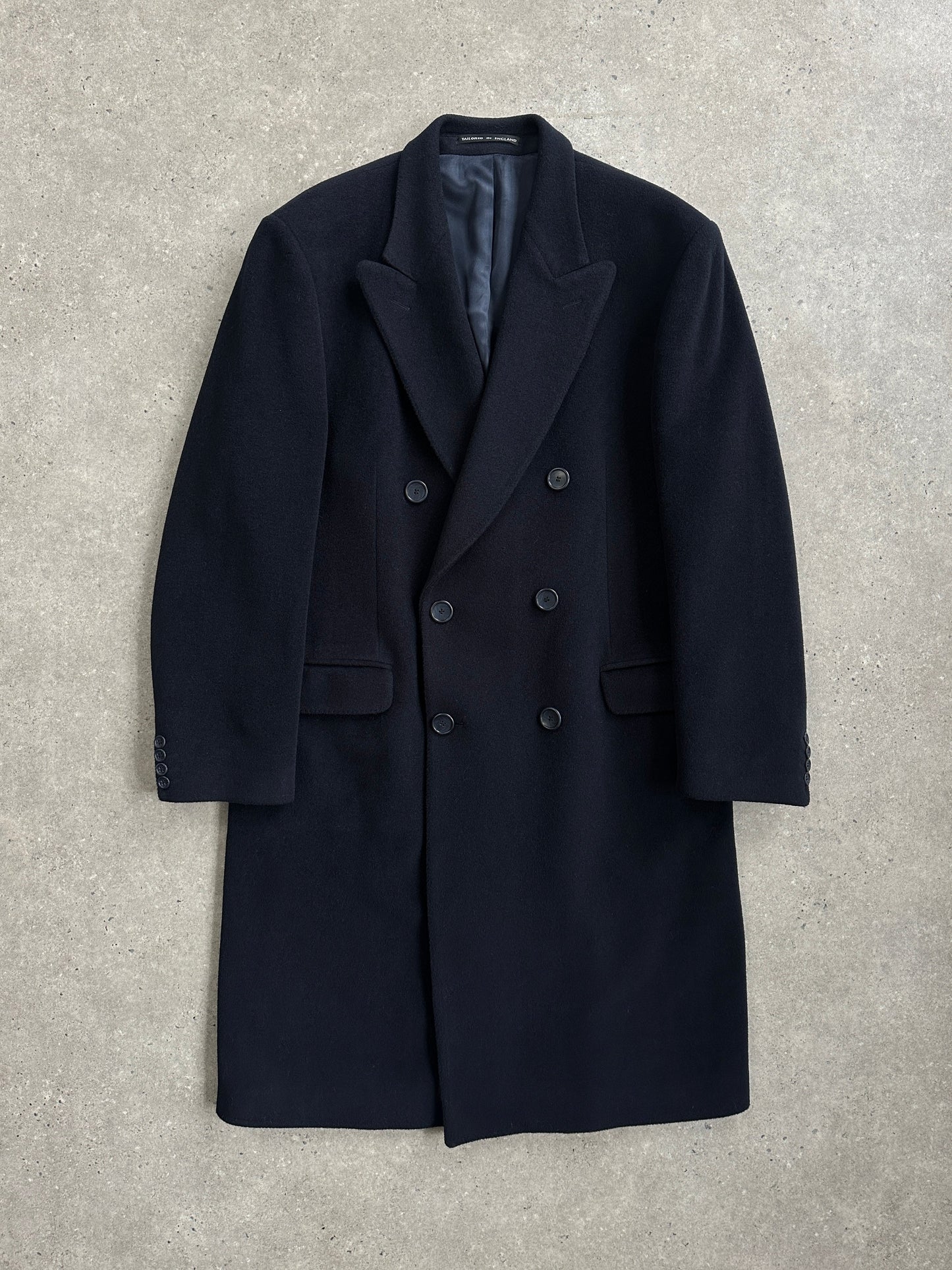 English Vintage 1990s Wool Cashmere Double Breasted Coat - XL