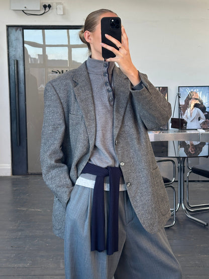 Burberry 1980s Pure Brushed Wool Single Breasted Blazer - 44R/XL