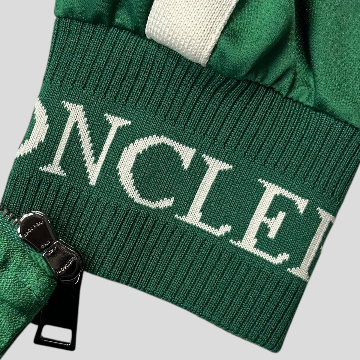 Moncler 2018 Satin Polyester Striped Track Jacket - 42 (M/L) | Medium, Green