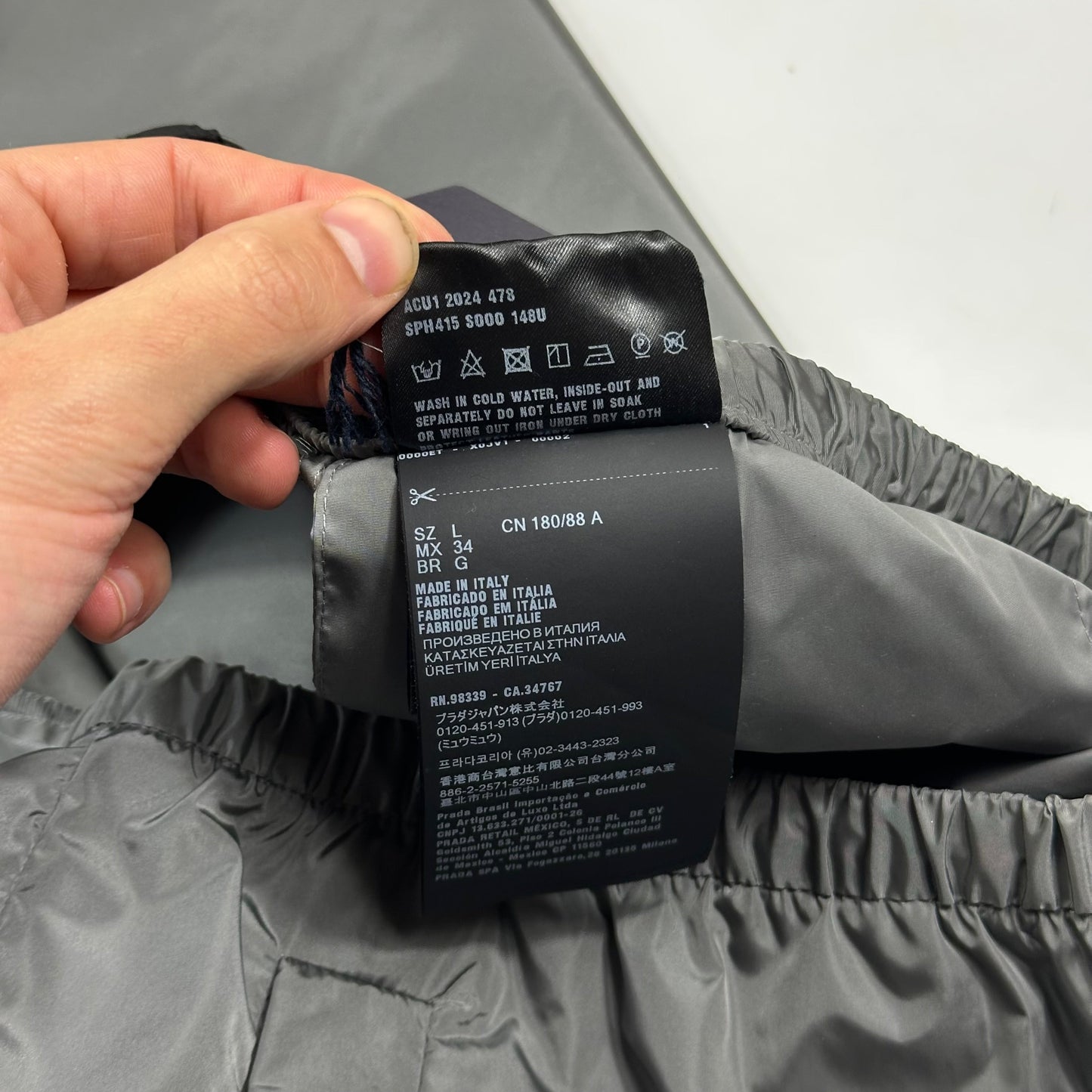 Prada 2024 Light Technical Nylon Baggy Plaque Logo Trousers - L/XL