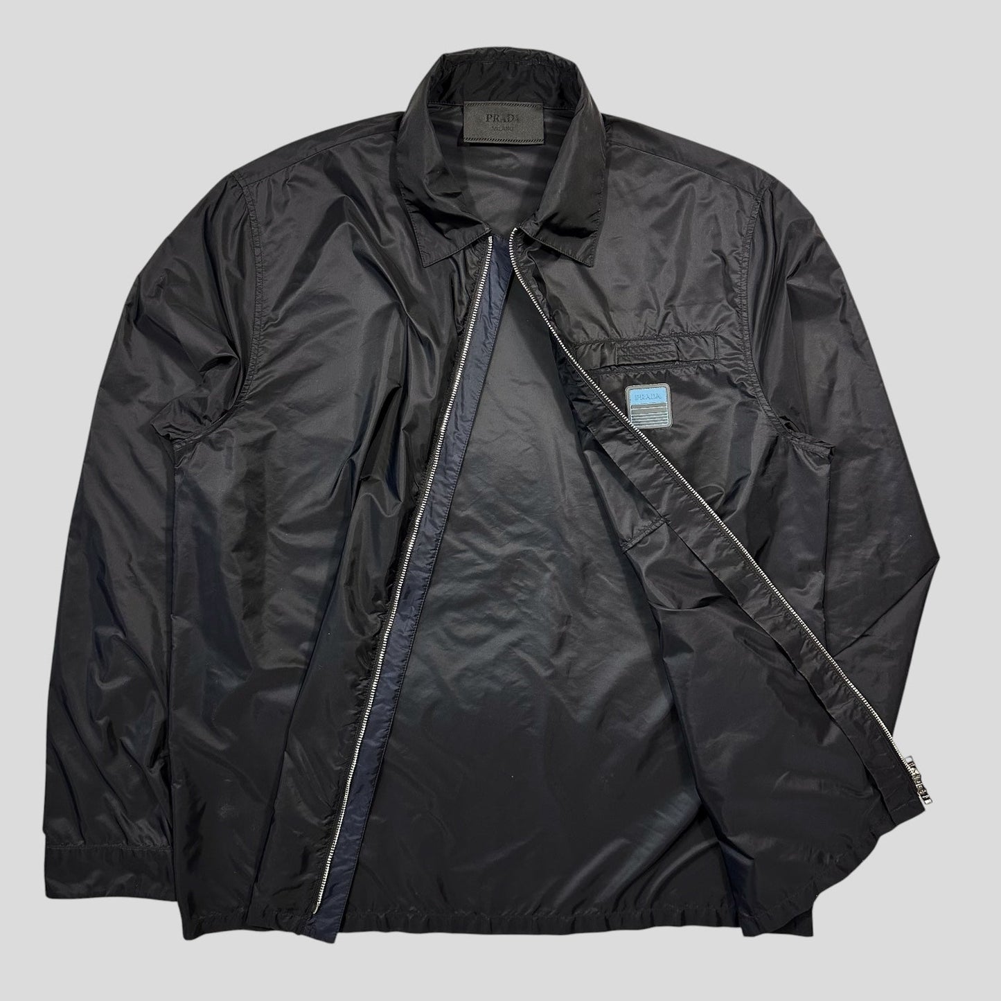 Prada 2018 Rubber Race Logo Nylon Blouson Overshirt Jacket - M/L