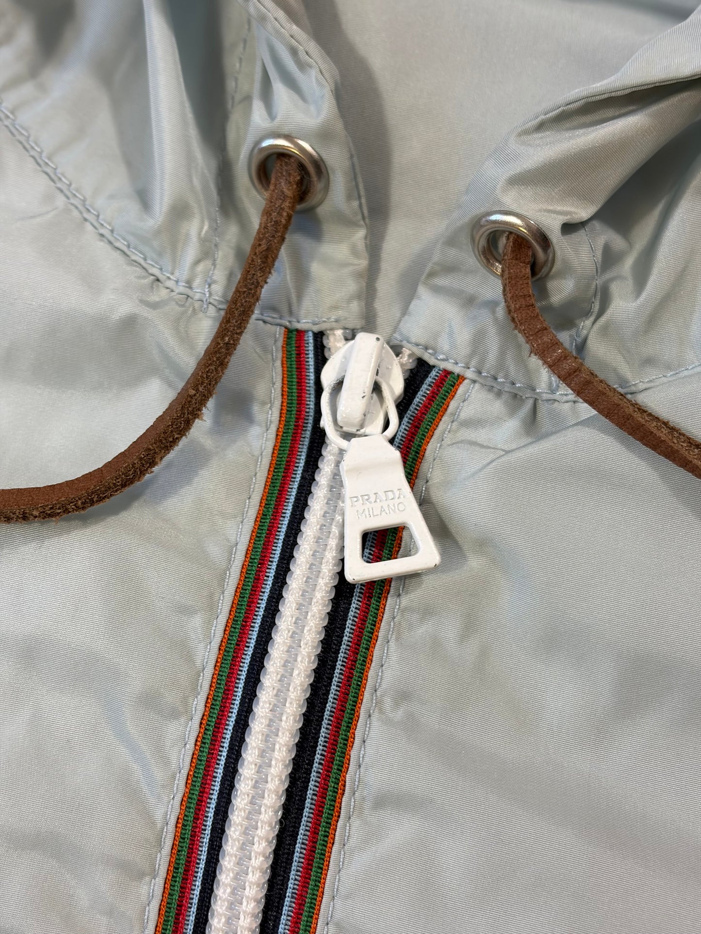 Prada Sport 00’s Ice Blue Contrast Detailed Nylon Windbreaker - M/L | O/S, Ice Blue