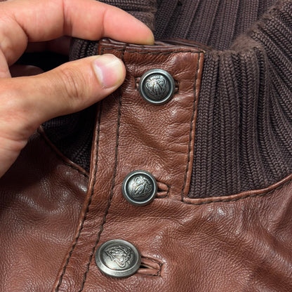 Gucci 2006 Madonna Cognac Leather Crest Button Bomber Jacket - L | Default Title, Brown
