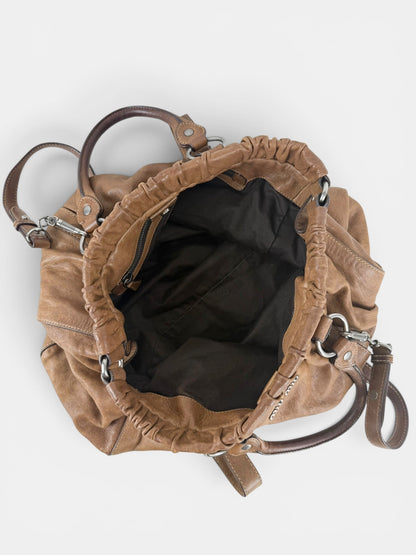 2010s Miu Miu Vitello Leather Large 2Way Brown Handbag | O/S, Brown